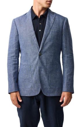 Rodd & Gunn The Cascades Slub Linen & Wool Sport Coat in Marina at Nordstrom, Size Xxx-Large