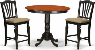 East West Furniture TRCH3-BLK-C 3 PC counter height pub set - high top Table and 2 counter height stool