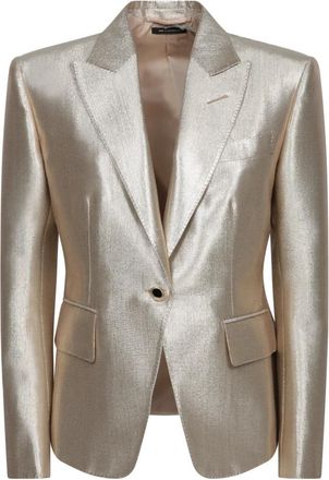Tom Ford Single Breasted Peak Lapel Jacket - Dames - Blazers - Geel - M - Wol - Jassen