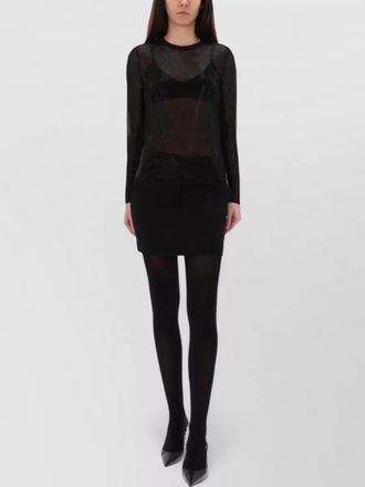 Michael Kors rhinestone knit top long sleeves sheer