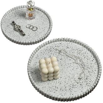 Happimess Opulence Modern Minimalist Concrete Fluted Edge Decorative Jewelry Trays in Speckled White at Nordstrom