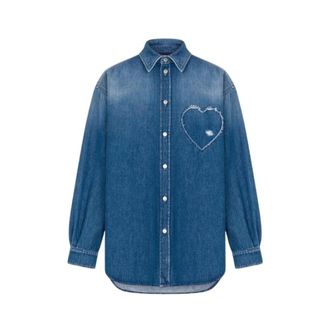 Moschino Denim Shirts, male, Blue, Size: L Cotton Denim Shirt