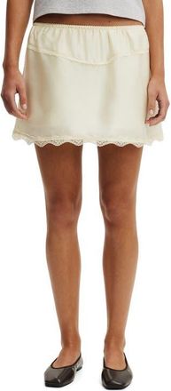 Cotton On Womens Estelle Satin Lace Slip Mini Skirt in Cream at Nordstrom, Size 12