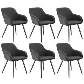 TecTake Dining Chair Marilyn Set Of 6 - Anthracite/Black in Dark Grey | Size: 6 Pack