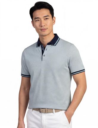 Bugatti Poloshirt Bugatti blauw streepmotief kraag donker