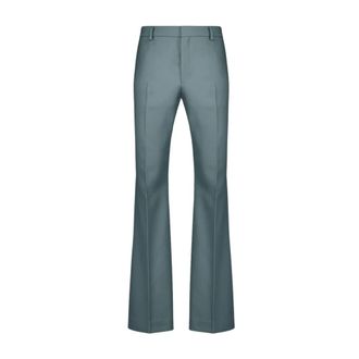 Ami Broeken, Dames, Groen, L, Wol, Groene Wollen Wijde Pijp Broek