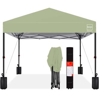 Best Choice Products 12x12ft Easy Setup Pop Up Canopy w/ 1-Button Setup, Wheeled Case, 4 Weight Bags