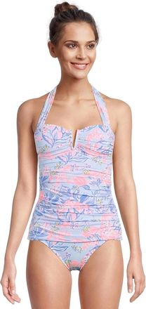 Lilly Pulitzer Peggi Tankini Top Womens Multi Floral Tie Back Halter JDM2549