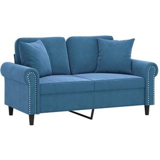 vidaXL Sof&aacute; De 2 Plazas Con Cojines Terciopelo Azul 120 Cm Vidaxl