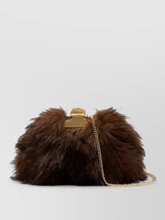 Marc Jacobs small clutch bag chain strap faux fur