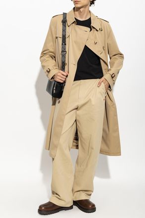 Burberry Kensington Long Trench Coat, Mens, Beige
