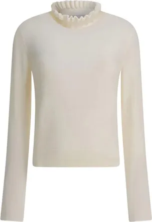 Alexander McQueen ruffled sweater - women - Wool/Polyester - L - Neutrals