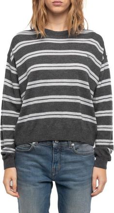 Zadig&Voltaire Swapy Stripe Cashmere Sweater in Anthracite at Nordstrom, Size Xx-Small/x-Small