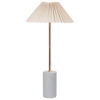 Beliani Beliani - L&aacute;mpara De Mesita De Noche Moderna Con Pantalla De Tela De Lino Base Met&aacute;lica De Hormig&oacute;n Beige Con Dorado Baluarte