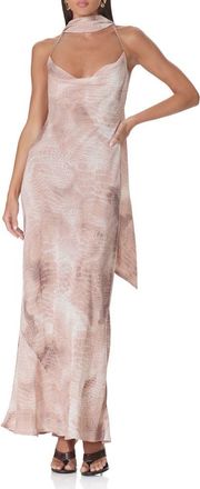 AFRM Cheryl Print Slipdress with Scarf in Dune Snake at Nordstrom, Size X-Small