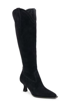 Dolce Vita Ariana Knee High Western Boot in Onyx Suede at Nordstrom Rack, Size 6.5
