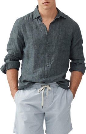 Rodd & Gunn Coromandel Button-Up Linen Shirt in Ash at Nordstrom, Size Xxx-Large