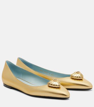 Valentino Garavani Cour Royal metallic leather ballet flats