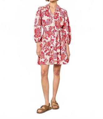 Apricot Boho Painterly Sarsa Dress In Floral Print