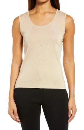 Ming Wang Scoop Neck Shell in Gold at Nordstrom, Size Xx-Small
