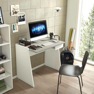 Dmora Escritorio Calendula, escritorio moderno con cajón, Mesa de estudio u oficina para porta libros de pc, 100% Made in Italy, Cm 90x60h80, Blanco y