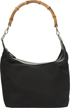 Gucci Bamboo Black Nylon Shoulder Bag (Pre-Owned)