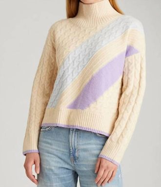 525 america Ria Colorblock Cable Pullover In Cream Multi