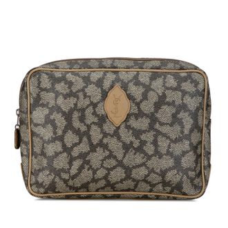 Saint Laurent Brown Coated Canvas Pouch