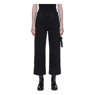 Simone Rocha Cropped Jeans, female, Black, Size: XS Cropped Straight Leg Jeans