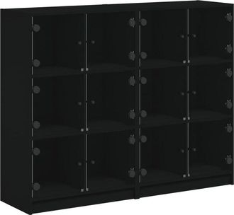 vidaXL Vidaxl - Estantería con puertas madera de ingeniería negro 136x37x109 cm