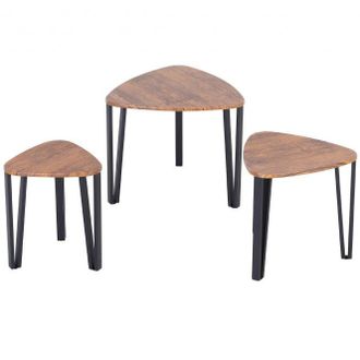 TJ Hughes HOMCOM Industrial Style Nest of Tables - Brown & Black - TJ Hughes