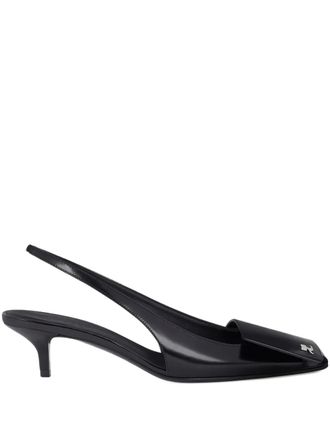 Courr&egrave;ges 45mm fold leather slingback pumps - women - Calf Leather/Calf Leather/Calf Leather/Rubber - 38 - Black
