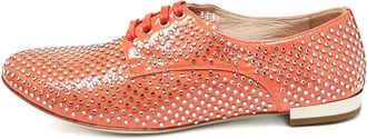 Miu Miu Derby in pelle verniciata con cristalli - Arancione