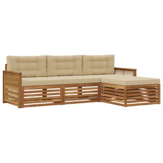 vidaXL Conjunto De Sof&aacute;s De Exterior Con Coj&iacute;n Natural Y Beige Vidaxl