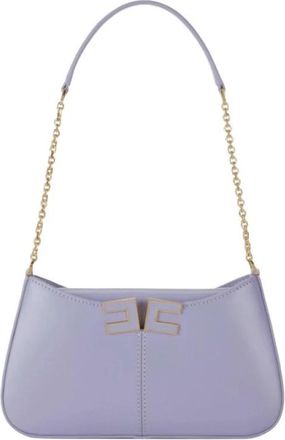 Elisabetta Franchi Schoudertas met logo detail - Dames - Schoudertassen - Paars - ONE Size - Katoen - Tassen