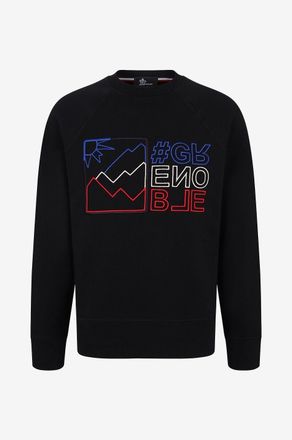 Moncler Rundhals-Sweatshirt mit Raglanärmeln und Stickerei Berggipfel