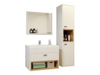 Usinestreet Usinestreet - Conjunto De Mueble De Ba&ntilde;o Baltesi 100, Blanco + Roble Artisan