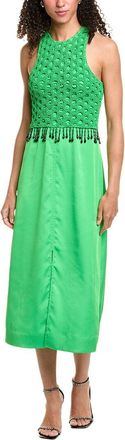 Ganni Smocked Satin Maxi Dress