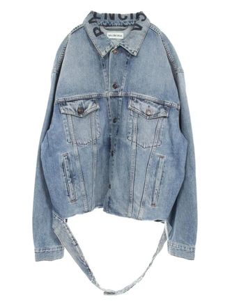 Balenciaga Denim jack met logoprint - Blauw