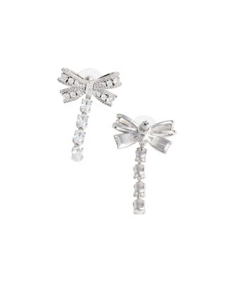 Self Portrait Womens Earrings Crystal Bow Silver Crystal-Silver Brass Crystal/silver