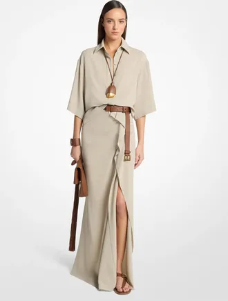 Michael Kors Wool Crepe Pareo Skirt