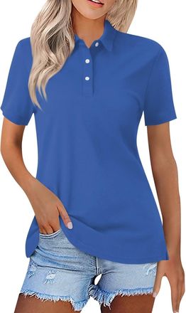 Generic Womens Polo Shirt Short Sleeve Golf Collared Polos Lightweight Breathable Workout Tops Summer Quick Dry Business Casual Shirts Slim Fit Workout Tennis