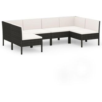 vidaXL 6 Pcs Garden Lounge Set Con Vime Pe Negro