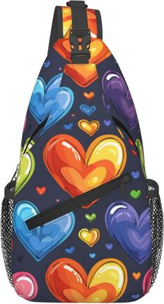 Generic Colorful Love Sling Bag With Zipper Cross Body Bag Lightweight Sling Backpack For Casual Workout Camping