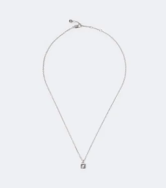 Fendi FF crystal-embellished pendant necklace