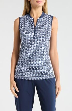 Original Penguin Geometric Print Sleeveless Golf Knit Polo in Black Iris at Nordstrom Rack, Size Medium