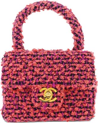 Chanel 1992 tweed top-handle mini bag - women - Wool - One Size - Pink