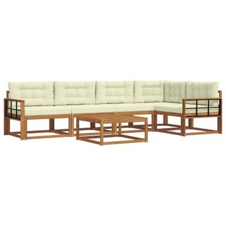 vidaXL Conjunto De Sof&aacute;s De Exterior Con Coj&iacute;n 6 Pcs Natural Y Crema Vidaxl