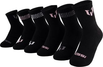 Messi Mens Lifestyle Crew, 6-Pack Kids Socks, Soft & Stretchy, Comfortable, Black, 9-13 UK