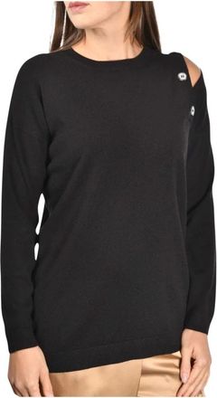 Gran Sasso Maglia girocollo in misto cashmere - Dames - Ronde hals truien - Zwart - M - Wol - Truien & Vesten